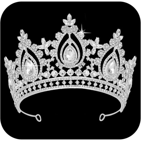 Queen Wedding Tiara for Women Crystal Crown Bridal Prom Quinceanera Accessories main image 5
